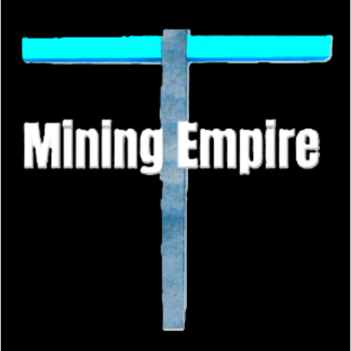 Mining Empire Roblox game icon with a cyan T-pickaxe